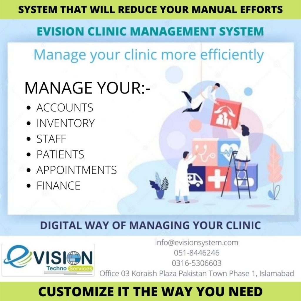 Clinic management software system by Evision